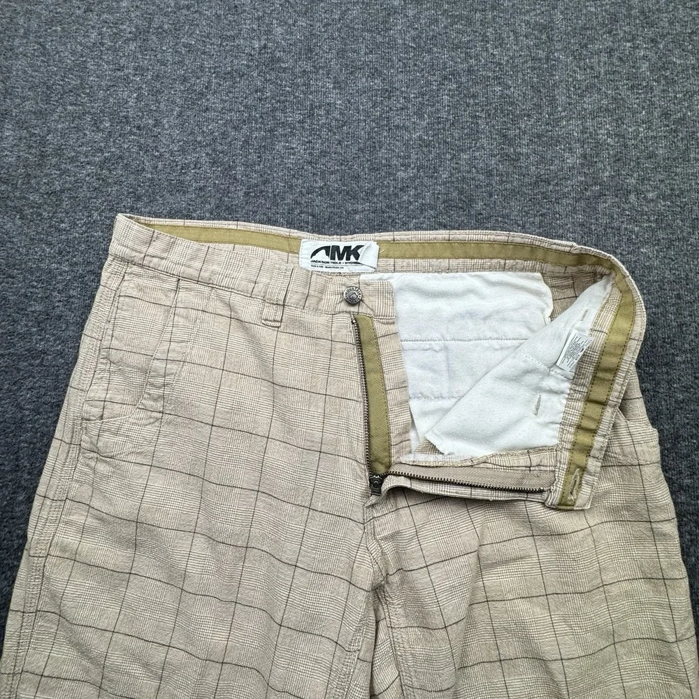 Mountain Khakis Men's‎ Boardwalk Plaid Shorts Beige Linen Blend Size 33x10